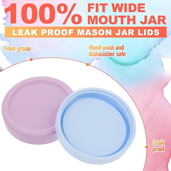 Teenyyou 12 Pcs Mason Jars 6 Wide and 6 Regular Mouth Lids Mason Jar Lids Thickened Leak Proof Lid for 86 mm and 70 mm Wide and Regular Mouth, Reusable Canning Jar Caps(Morandi)