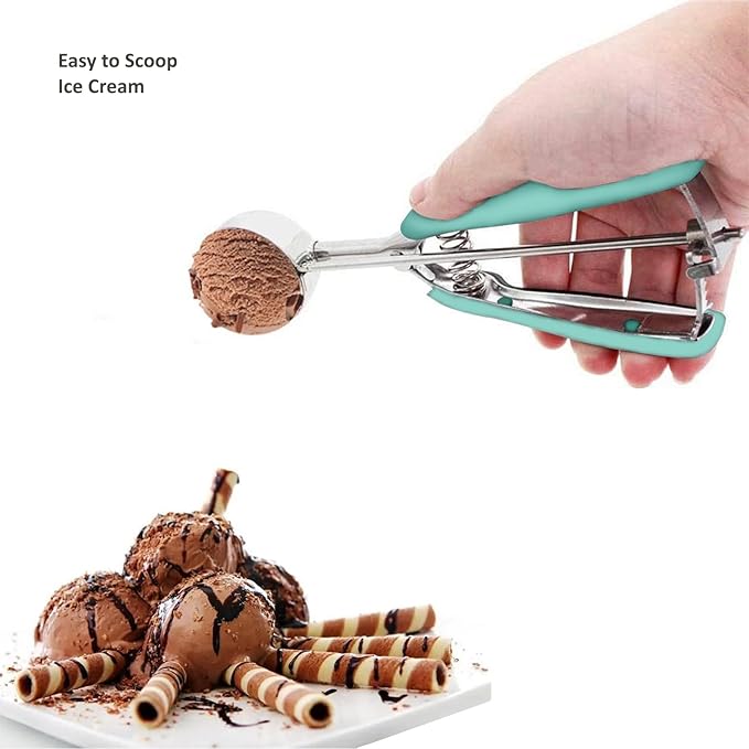 Cookie Scoop, Ice Cream Scoop, 1.5 Tbsp/ 23ml/ 0.7 oz Cookie Scoops for Baking, 18/8 Stainless Steel Cookie Scooper for Baking, Cookie Dough Scoop, Ice Cream Scooper with Trigger Release (Mint)