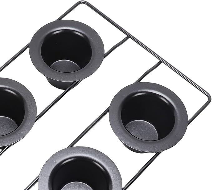 TOPINCN 6 Cup Popover Pan, Non Stick Carbon Steel Bakeware for Muffins Popovers, with Wire Rack for Even Baking and Easy Cleanup