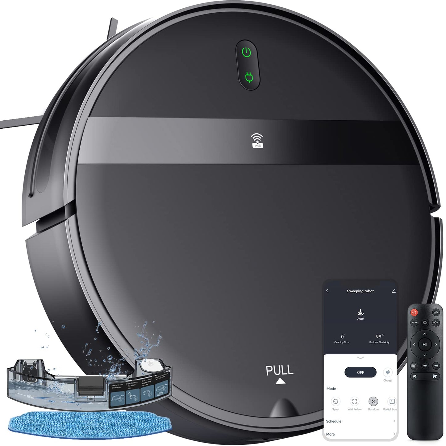 Kilgone Robot Vacuum and Mop Combo 2300Pa for Pet Hair | Robotic Vacuum Cleaner with WiFi/Alexa/App | Auto Recharge & Tangle-Free | Ultra-Slim Quiet 2.8" for Hard Floors, Low-Pile Rugs