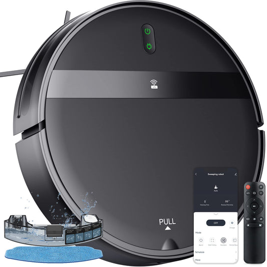 Kilgone Robot Vacuum and Mop Combo 2300Pa for Pet Hair | Robotic Vacuum Cleaner with WiFi/Alexa/App | Auto Recharge & Tangle-Free | Ultra-Slim Quiet 2.8" for Hard Floors, Low-Pile Rugs
