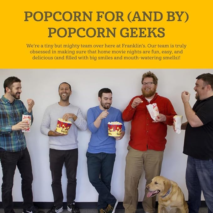 Franklin’s Gourmet Popcorn All-In-One Popcorn Packs for Popcorn Machine - 8oz Pack of 10 - Made in USA - Packs of Corn Kernels with Buttery Salt & Oil