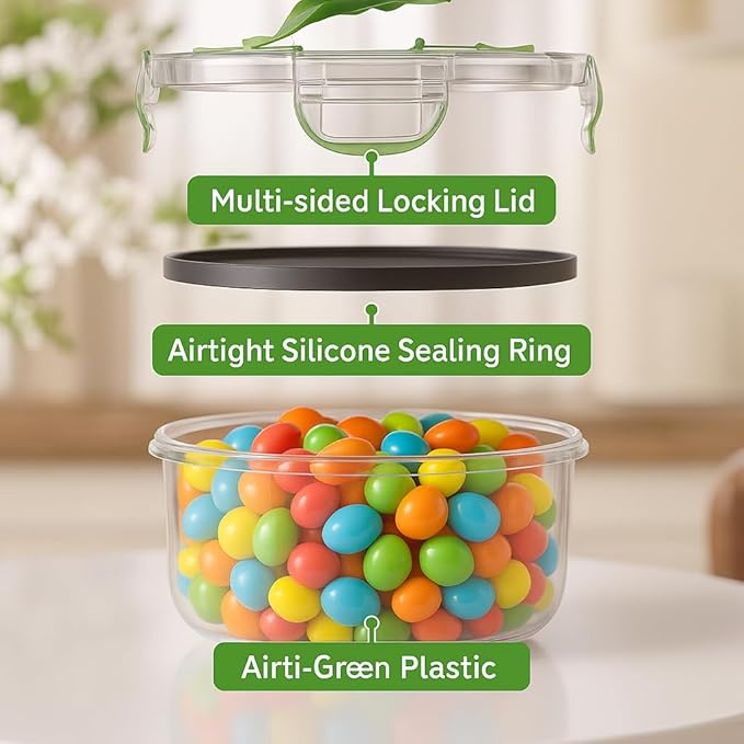 RockBerry 56 PCS Food Storage Containers with Lids Airtight- Plastic Container for Pantry Kitchen Organization-Microwave Dishwasher,Freezer Safe 100% Leak Proof (28 Stackable Boxes-28 Lids)