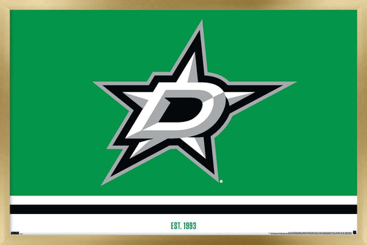 Trends International NHL Dallas Stars - Logo 21 Wall Poster, 14.725" x 22.375", Gold Framed Version