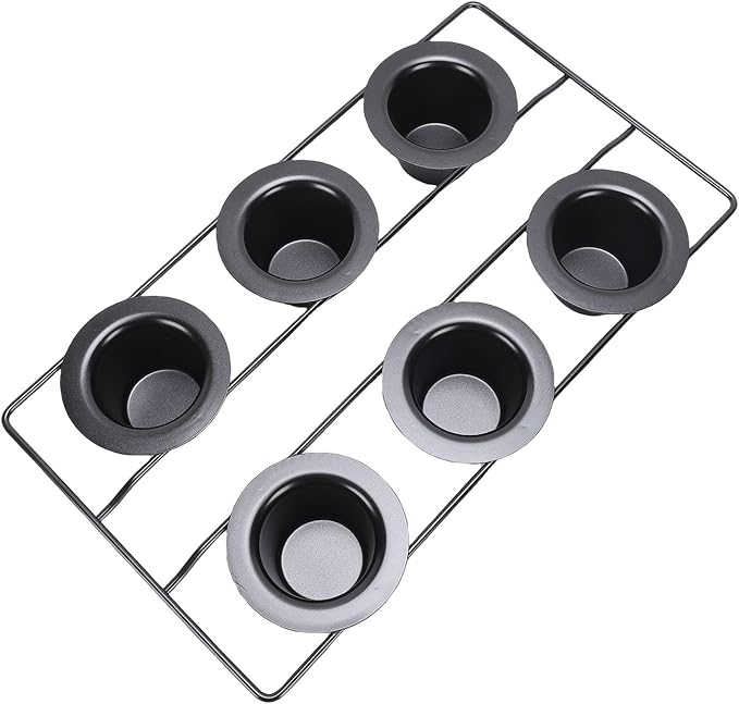 GLOGLOW 6 Cup Popover Pans, Deep Non Stick Sturdy Heavyweight Carbon Steel Bakeware Easy to Popover Pan for Pudding Muffins Popovers Baking