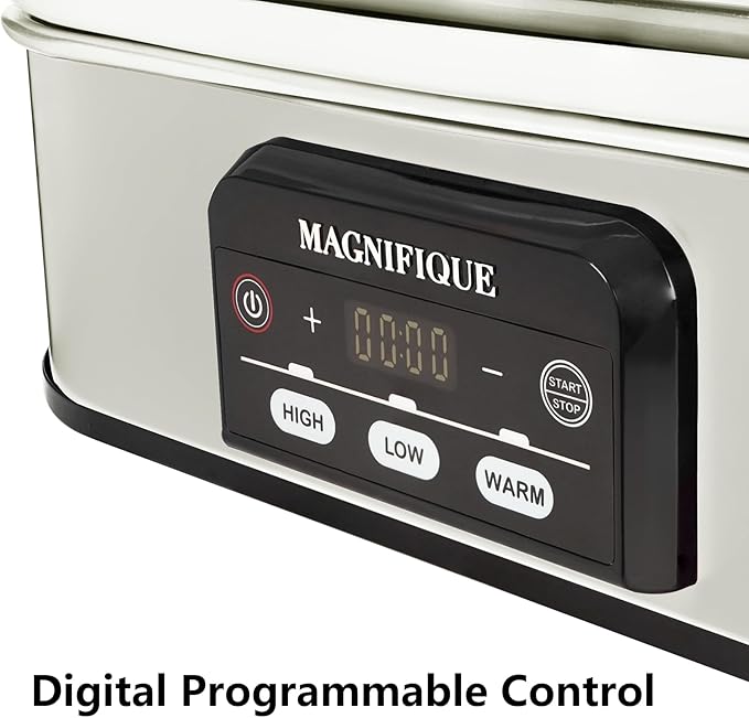 Magnifique 4 Quart Casserole Digital Slow Cooker, Premium Ceramic Bakeware for Oven, Dishwasher Safe Baking Dish, White