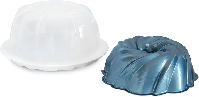 Nordic Ware Formed Swirl Bundt with Keeper, 10 Cup, Twilight Blue