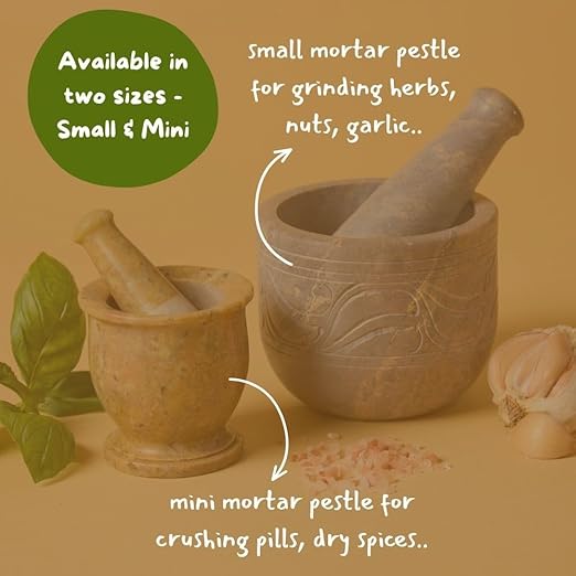 Small & Mini Mortar Pestle Sets, Kitchen Tools, Kitchen Countertop Decor, Grinding, Crushing, Herbs, Garlic, Nuts, Spices, Pills Rustic Style, Handcrafted, Made from Soapstone