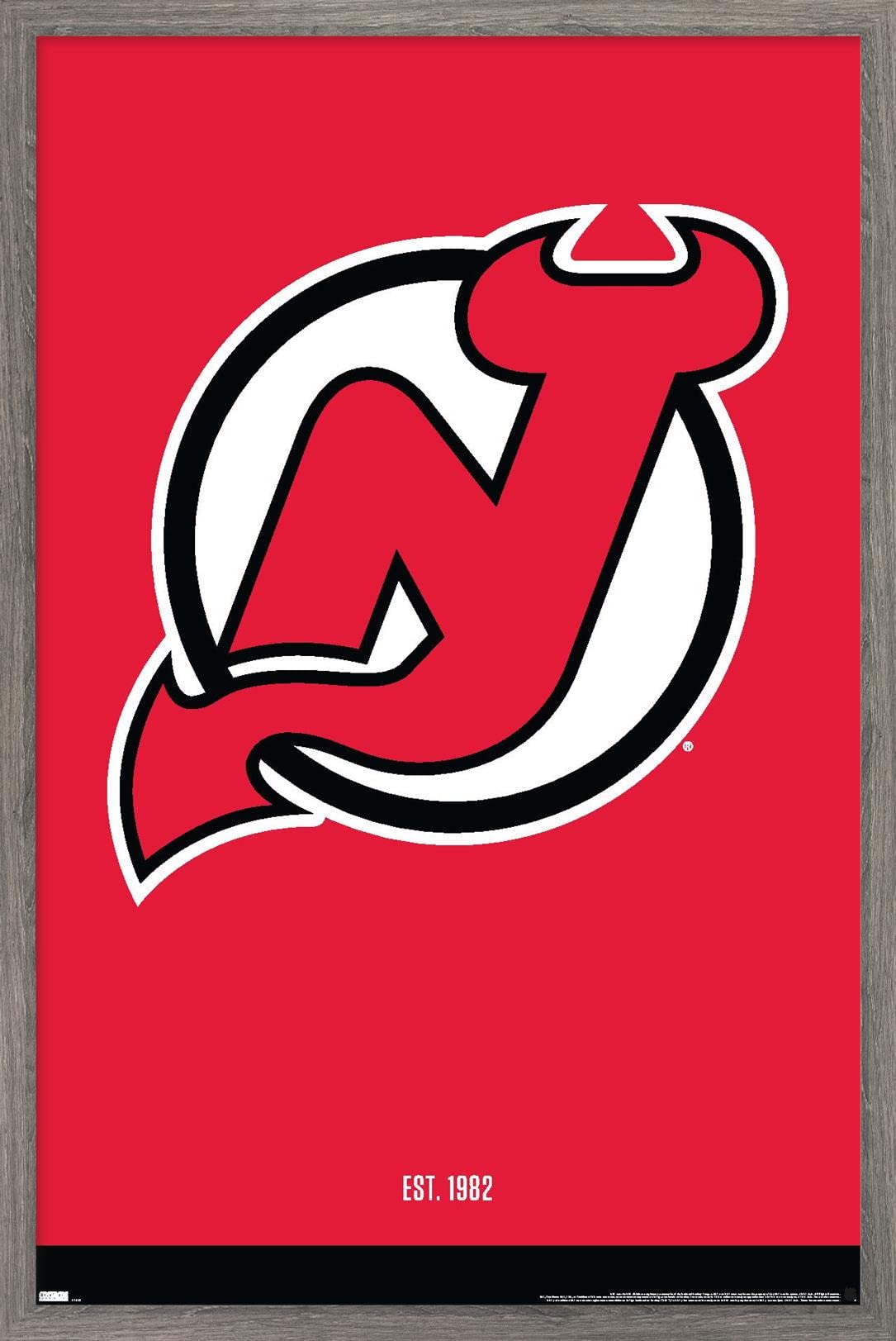 Trends International NHL New Jersey Devils - Logo 21 Wall Poster, 14.725" x 22.375", Barnwood Framed Version