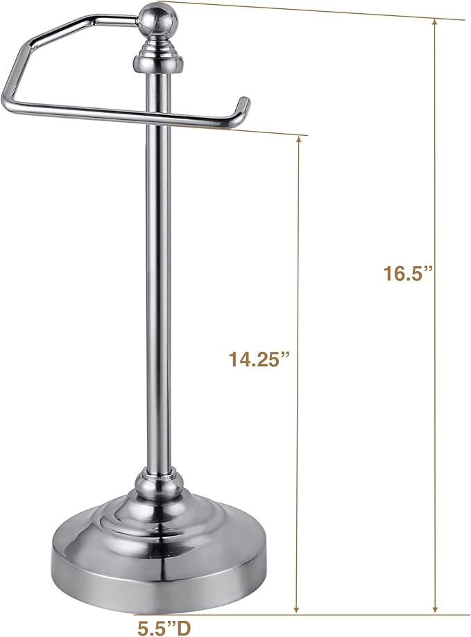 SunnyPoint Deluxe Free Standing Heavy Weighted Countertop Fingertip Towel Holder Stand (Satin Nickle)