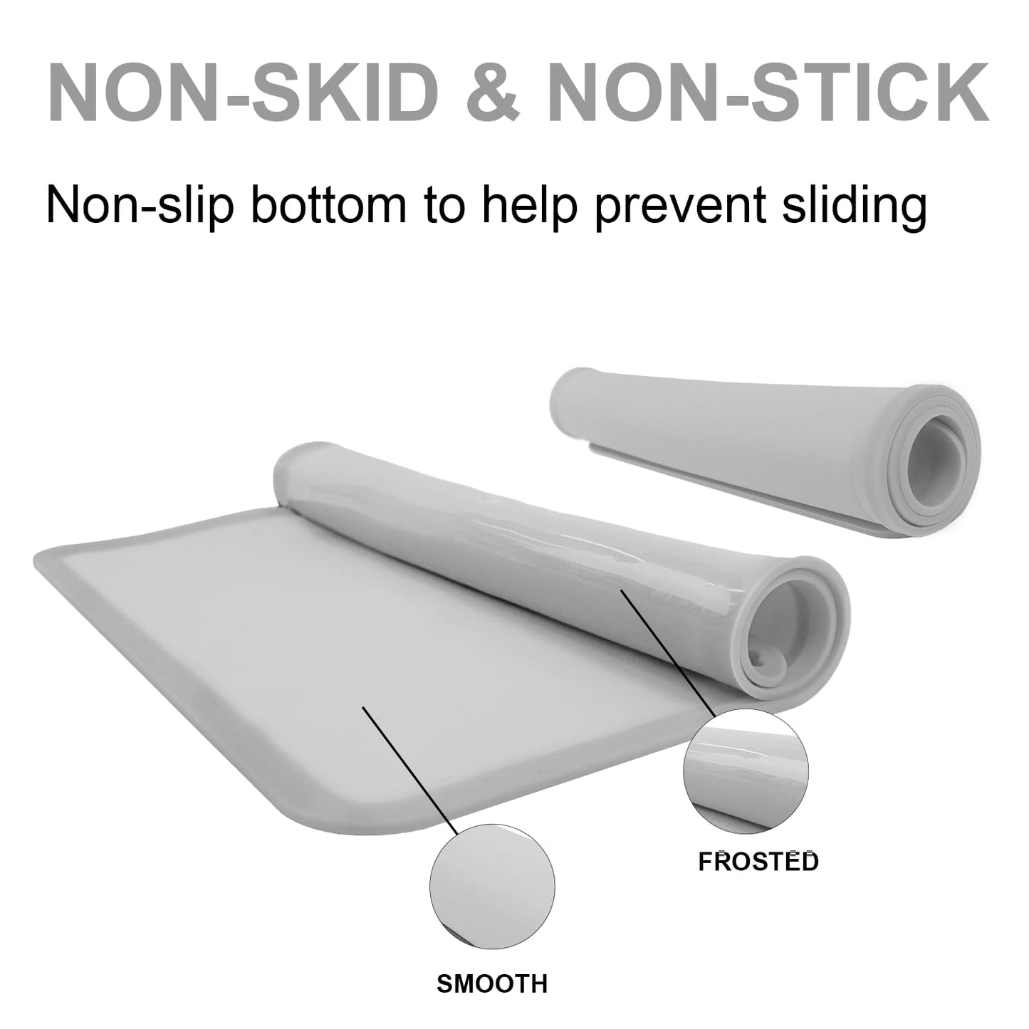 Silicone Placemats for Toddlers Thicker Version, Non-Slip Reusable Kids Placemats for Dining Table, Stain-Proof Baby Table Mat for Restaurants 6 Packs (Light Gray&Beige)