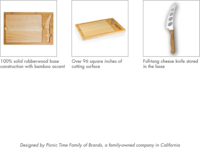 PICNIC TIME NHL Seattle Kraken Hockey Rink Icon Glass Top Cutting Board & Knife Set, Cheese Boards Charcuterie Boards, Serving Platter, (Parawood & Bamboo)
