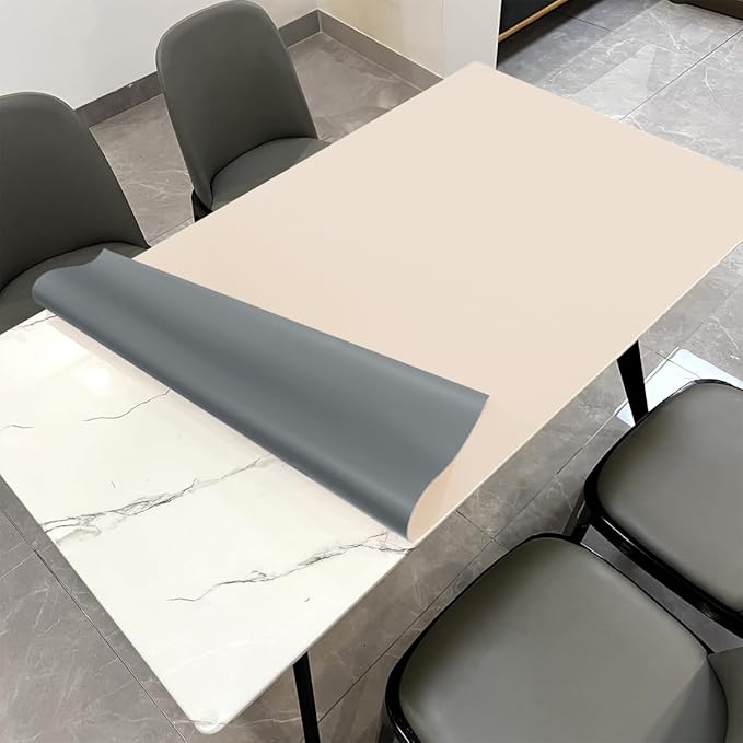 Leather Table Cover,1.8mm Thick,36x72 Inch Table Protector,Table Protector for Dining Room Table,Dining Room Table Protector Pad.(Off White+Light Gray,36x72)
