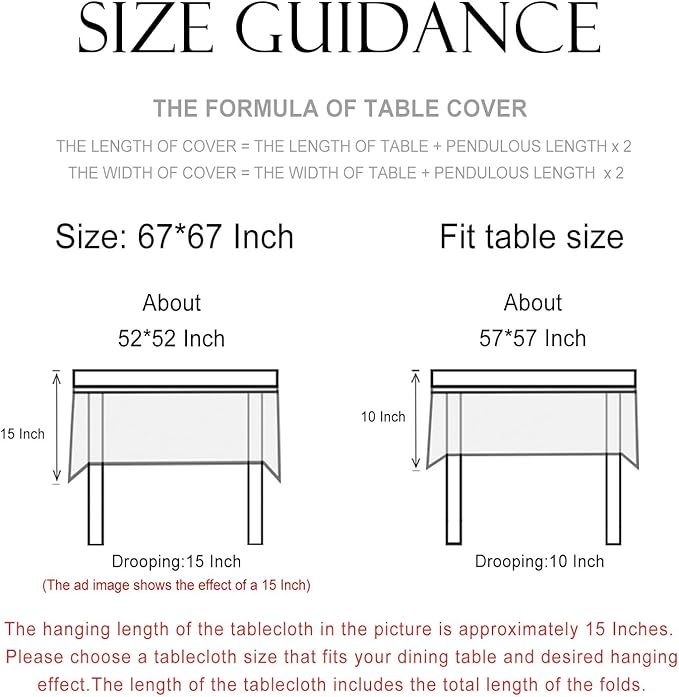 patdrea Designer Brown Tablecloth for Square Table,Linen Pomegranates and Leaves Pattern Tablecloths,Table Cover Cloth Decor for Kitchen Dining Christmas,Thanksgiving,Party,67"x67"-Tehran a
