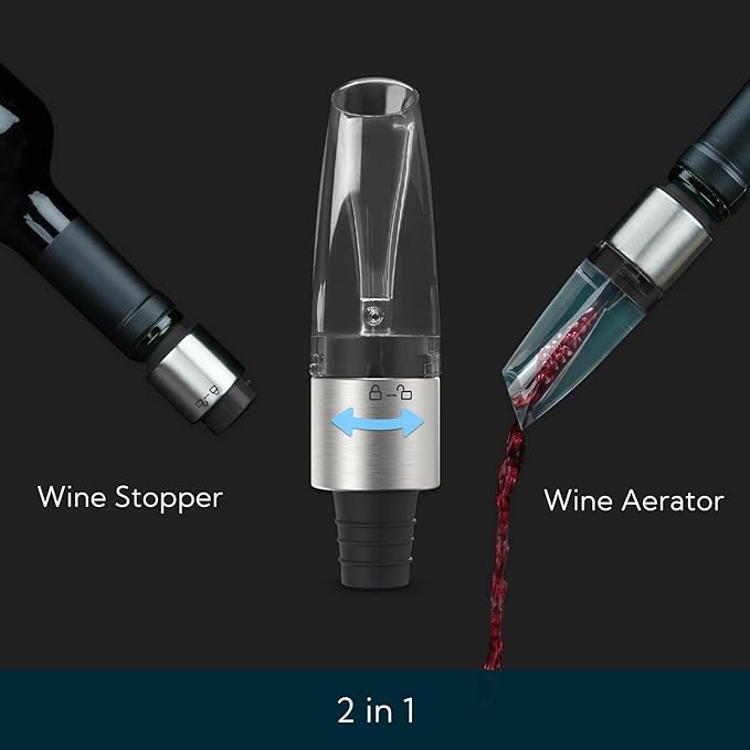 KITCHENDAO Rechargeable Electric Wine Aerator Dispenser and 2-in-1 Wine Aerator Pourer and Stopper