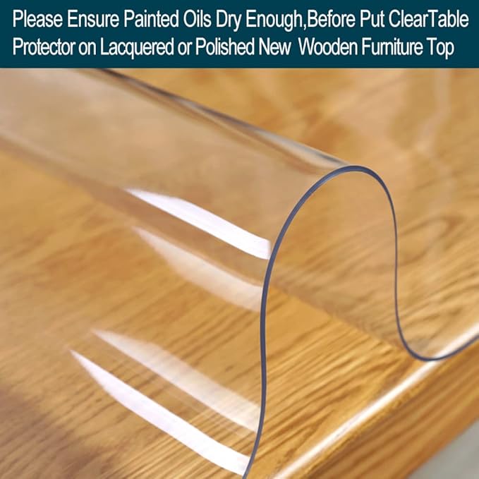 Wadrac Clear Table Protector Plastic Table Cloths PVC Night Stand Table Cover Mat Office Desk Mat Shelf Surface Protection Crystal Children Painting Cover Pad Transprent Rectangular 20x96 inch
