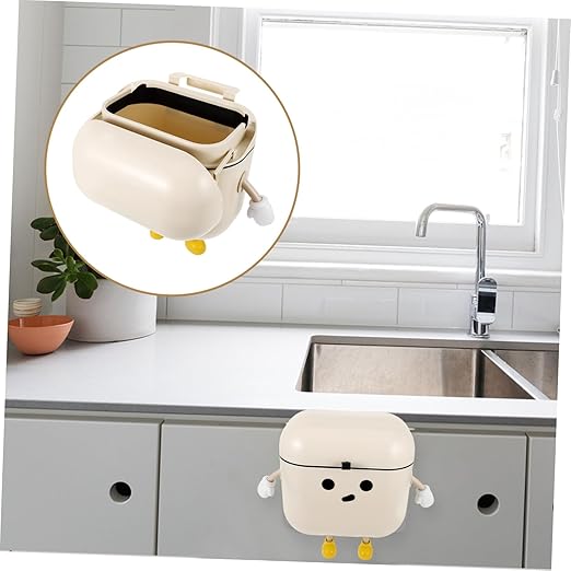 ULTECHNOVO Lidded Hanging Trash Can Wall Mounted Kitchen Compost Bin for Home Capacity Space Saving Design Odor Sealing with Cartoon Pattern for Kitchen and Bathroom