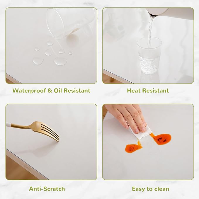 60 x 60 Inch Clear Table Cover Protector, Clear Table Protector for Dining Room Table, 1.5mm Plastic Table Cover, Waterproof Table Pad for Kitchen, Office
