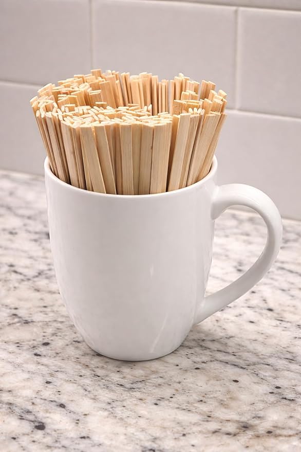 Coffee Stirrers, Bamboo Wood, Splinter-Free; Wooden Stir Sticks for Hot Chocolate, Coffee, Tea Etc, Drink Stirrer Bulk Package, Restaurant Supply, Coffee Bar, Cafe (1000 Pack)