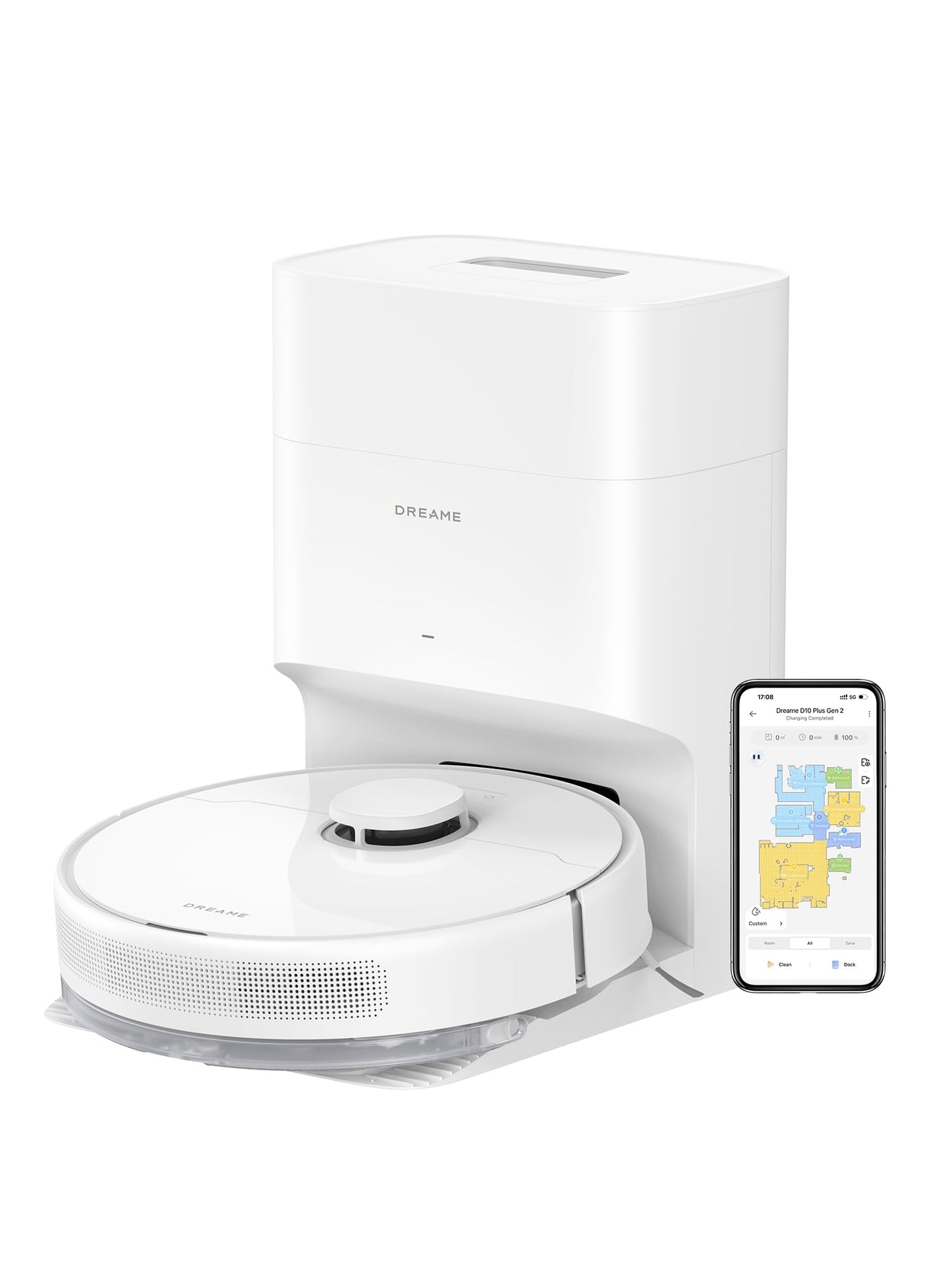 DREAME D10 Plus Gen 2 Robot Vacuum and Mop with Self Emptying Base for 90 Days of Cleaning, 6000 Pa Suction and LiDAR Navigation, Obstacle Avoidance, Wi-Fi Connected