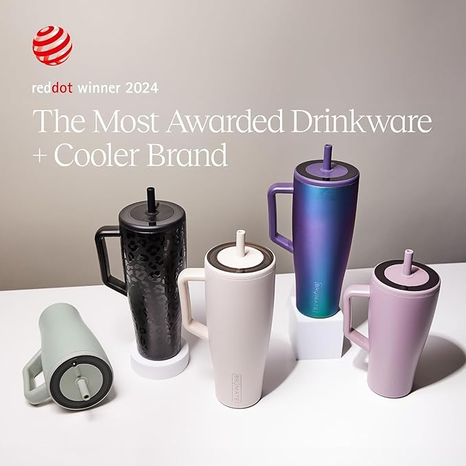 BrüMate Era 30 oz Tumbler with Handle & Straw | 100% Leakproof Insulated Water Bottle Tumbler with Lid & Flexible SoftSip Straw | Made of Stainless Steel | Cup Holder Friendly | 30oz (Java)