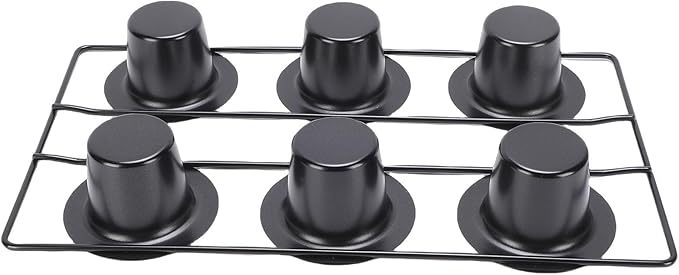 6 Cup Popover Pan for Baking Deep Non Stick Sturdy Carbon Steel Bakeware Easy to Clean for Yorkshire Pudding, Muffins and Popovers