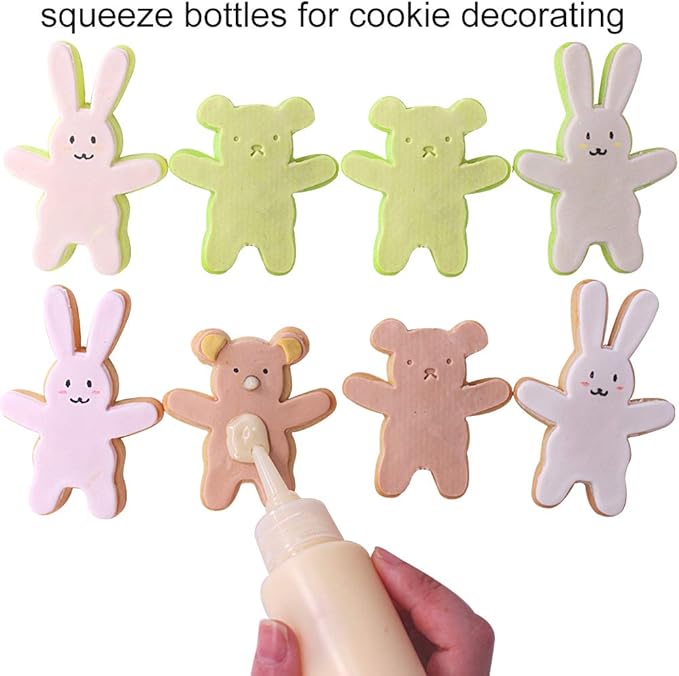20 Pack 2-Ounce Plastic Squeeze Bottles with Measurement - Cookie Decorating Supplies, Cookie Supplies Writer Bottles Food Coloring and Royal Icing Supplies
