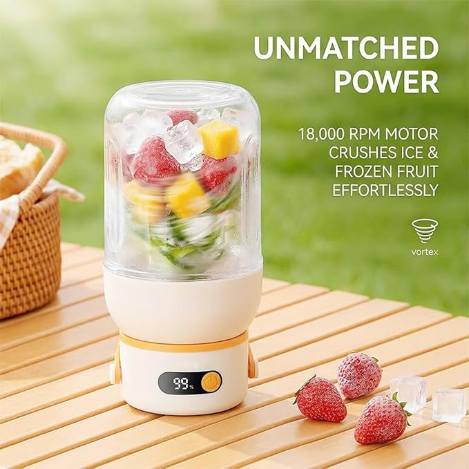 Portable Electric Juicer Cup with Zero Cord Hassle, 800-1200ML Personal Rechargeable Blender Portable for Shakes and Smoothies, with 36 Stainless Steel Blades, Straw and Two Lids (800ML/28.22OZ)