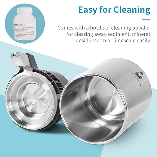 ROVSUN【Upgraded】 1.1 Gallon/4L Water Distiller Stainless Steel for Home, 750W Distilled Water Maker Machine, Water Distillers Countertop, Water Maker Purifier with Glass Container, 1L/H