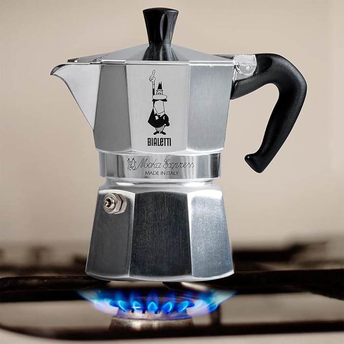 Bialetti Moka Express Export Espresso Maker,90 ml, Silver