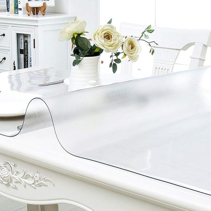 NECAUX Custom 20 x 59 Inch Frosted Table Cover Protector, 1.5mm Thick Plastic Waterproof Heavy Duty Table Pad Desk Mat Protector for Coffee Table, Writing Desk, Sofa Table, Media Stand, Countertop