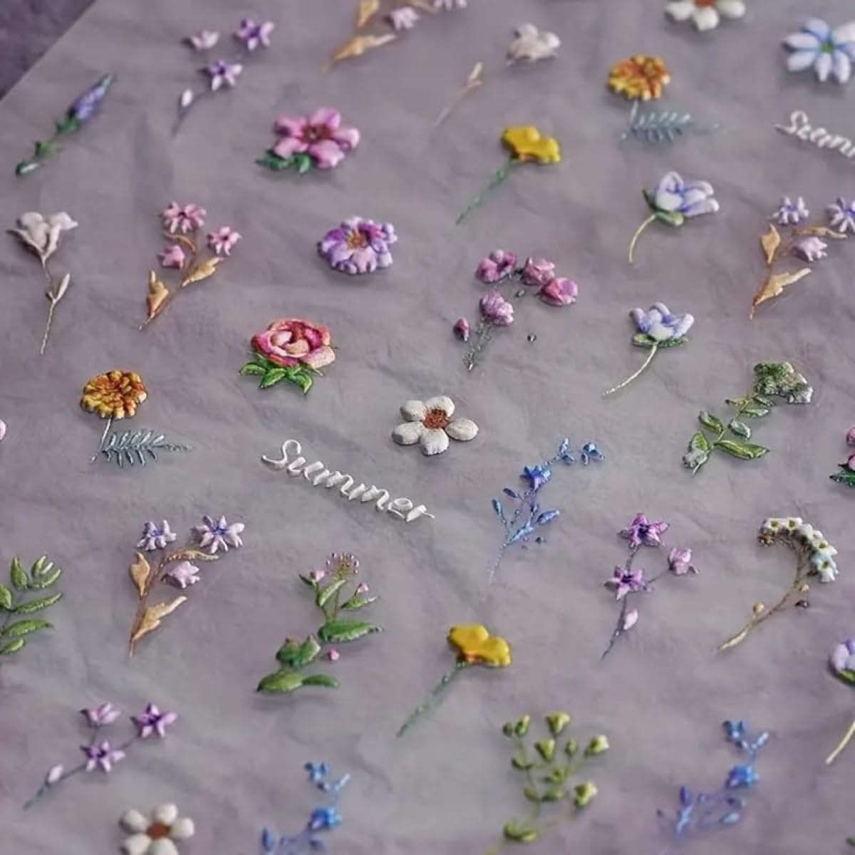 5D Embossed Flower Nail Stickers for Nail Art - Flower Nail Art Stickers Spring Summer Floral Leaf Plant Nail Decals Self-Adhesive Nail Supplies Manicure Sliders Flowers Sticker for Women Girls DIY