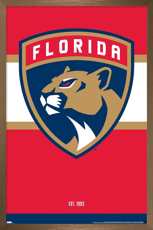 Trends International NHL Florida Panthers - Logo 21 Wall Poster, 14.725" x 22.375", Bronze Framed Version