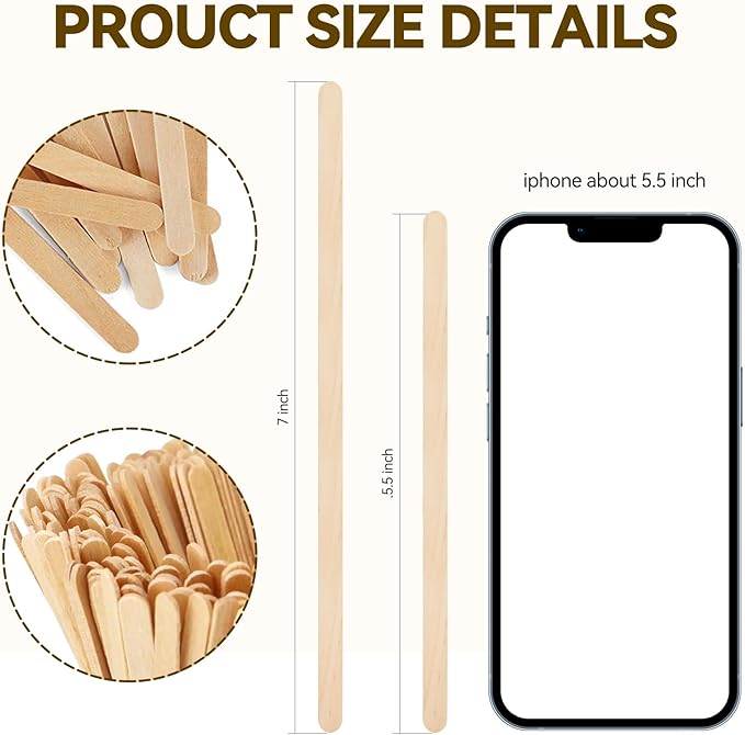 150 Count Bamboo Coffee Stirrer - Disposable 5.5 inches Long Wooden Stir Sticks for Coffee and Cocktails - Smooth, Splinter-Free Beverage Mixers - Ideal for Cafe, Bars and Drink Stations