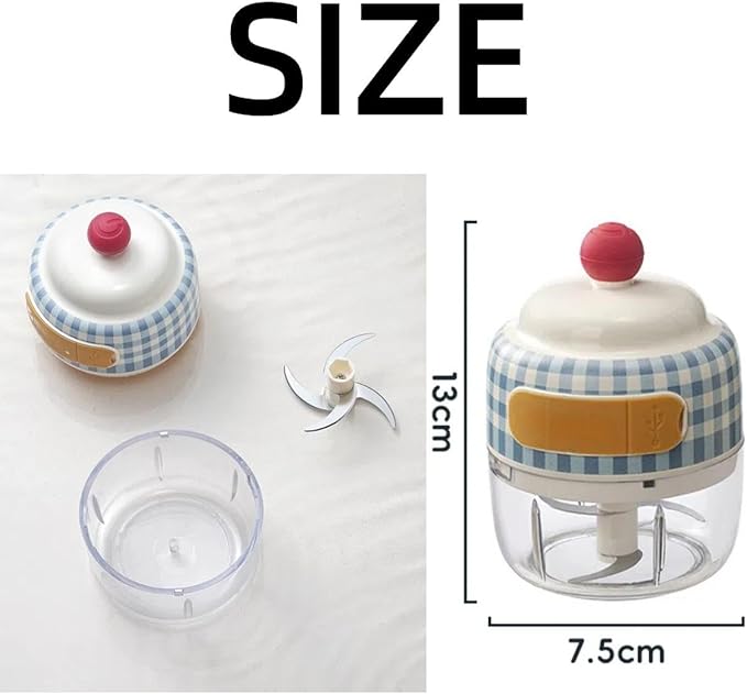 Velytycheon150ML Electric Garlic Chopper, Cordless Mini Chopper for Garlic Onion Ginger, USB Rechargeable Portable Vegetable Blender for Kitchen Cooking, Baby Food, Meat, Chili, Fruit (Blue)