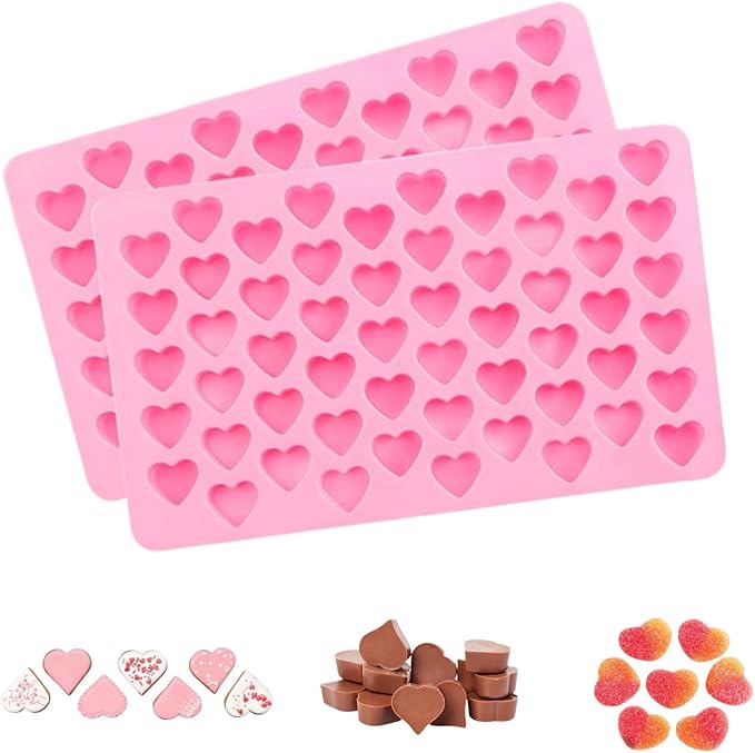2 Pack Heart Silicone Molds Non-Stick Food Grade Silicone Molds Baking Mold Reusable Candy Mold,Used for Jelly, Homemade Treats, Candy, Chocolate,candle,lacquer seal Making Supplies