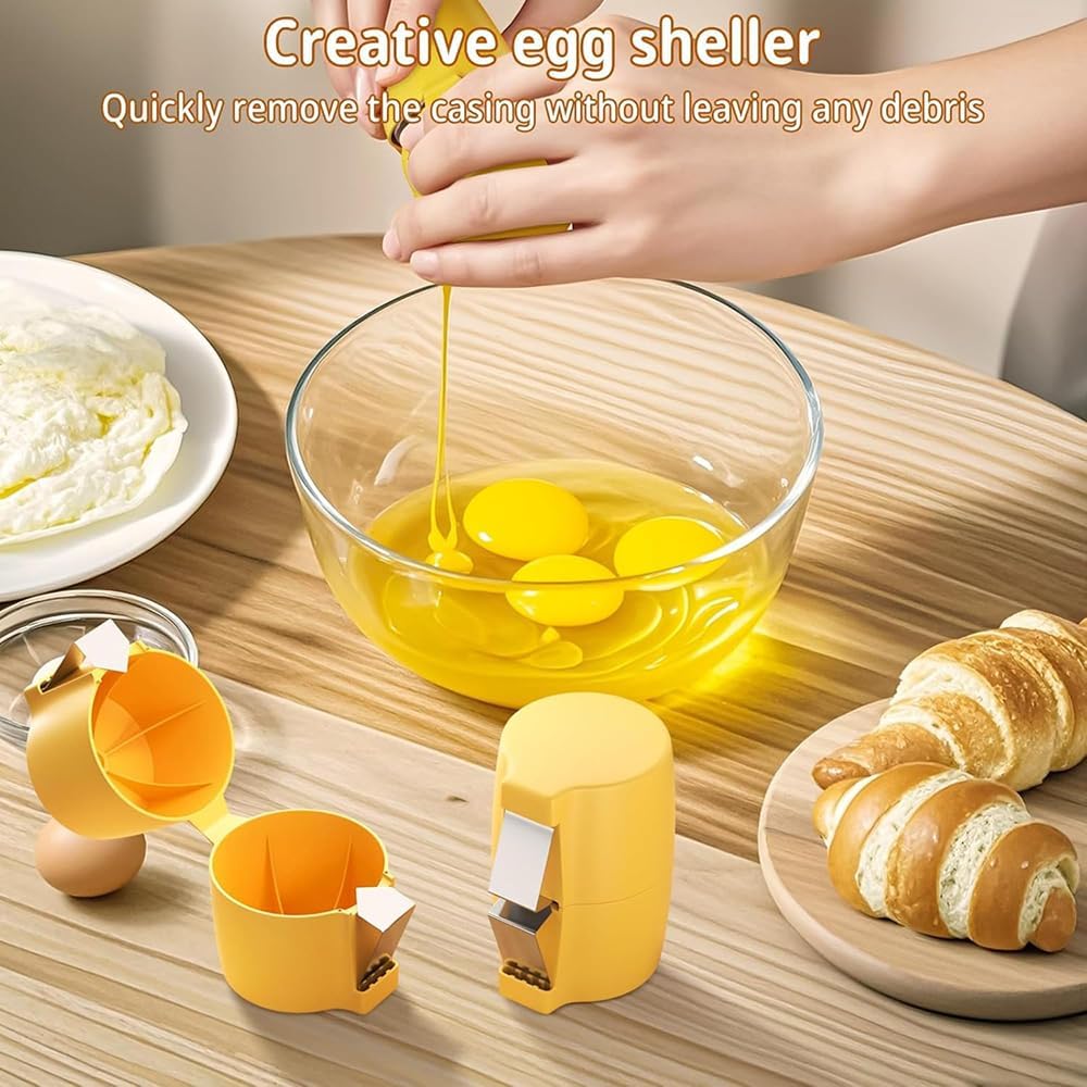 2 Pcs Egg Shell Opener Remover, Eggs Peeler Separator for Boiled and Raw Eggs, Stainless Steel Eggshell Cutter Kitchen Tools for Cooking and Breakfast Prep (Orange)