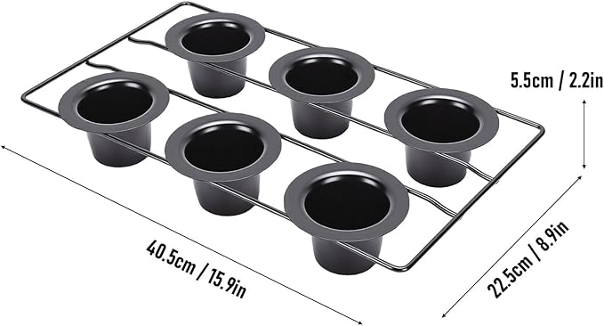 LICAEVEY Professional 6 Cup Popover Pan, Deep Non Stick Carbon Steel Bakeware for Yorkshire Pudding & Muffins, Dishwasher Safe Easy Clean Baking Pan