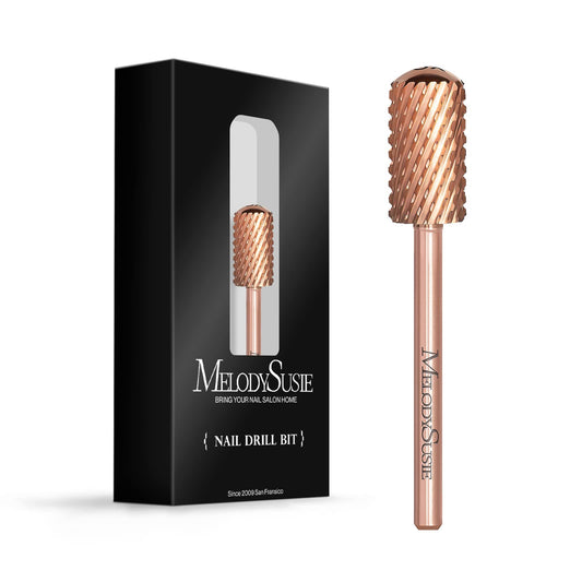 MelodySusie Safety Nail Drill Bits, 3/32'' Smooth Round Top Large Barrel Carbide Bits, Suitable for Manicure Pedicure Cuticle Gel Polishing, Beginners Bits, Rose Gold, Series Bit-S, Extra Coarse