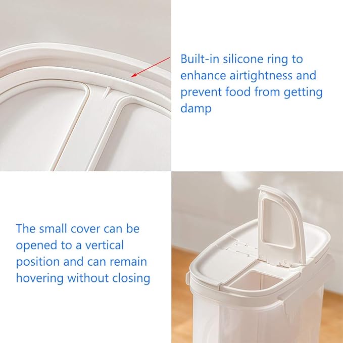 Poeland Storage Jars Canisters with Built-in partition / 4 compartments for Spaghetti Pasta Noodles Cereal - White 2Pack