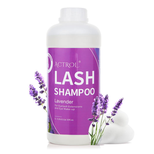 ACTROL Eyelash Extension Cleanser Lavender 1L Natural Lash Extension Shampoo Professional Eyelid Foaming Cleanser Paraben & Sulfate Free Non-lrritating with Salon and Home Care