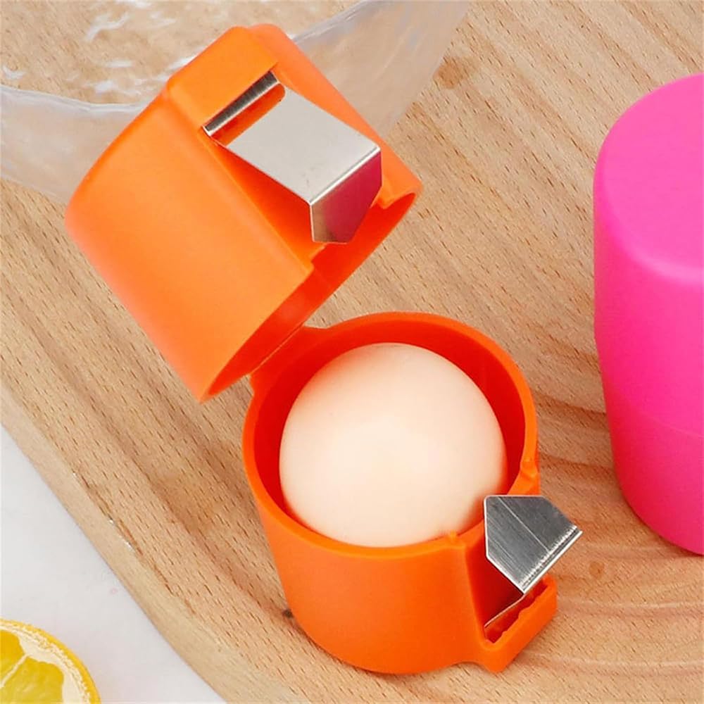 Egg Shell Opener Remover, Eggs Peeler Separator for Boiled and Raw Eggs, Stainless Steel Eggshell Cutter Kitchen Tools for Cooking and Breakfast Prep (Yellow, 2 Pcs)
