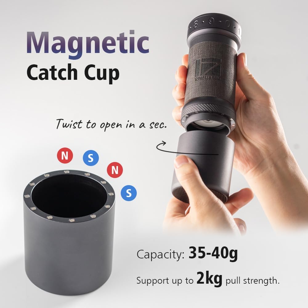 1Zpresso K-Ultra Manual Coffee Grinder Silver with Carrying Case, Assembly Consistency Grind Stainless Steel Conical Burr, Foldable Handle, Numerical External Adjustable Setting, All-Round Grinder