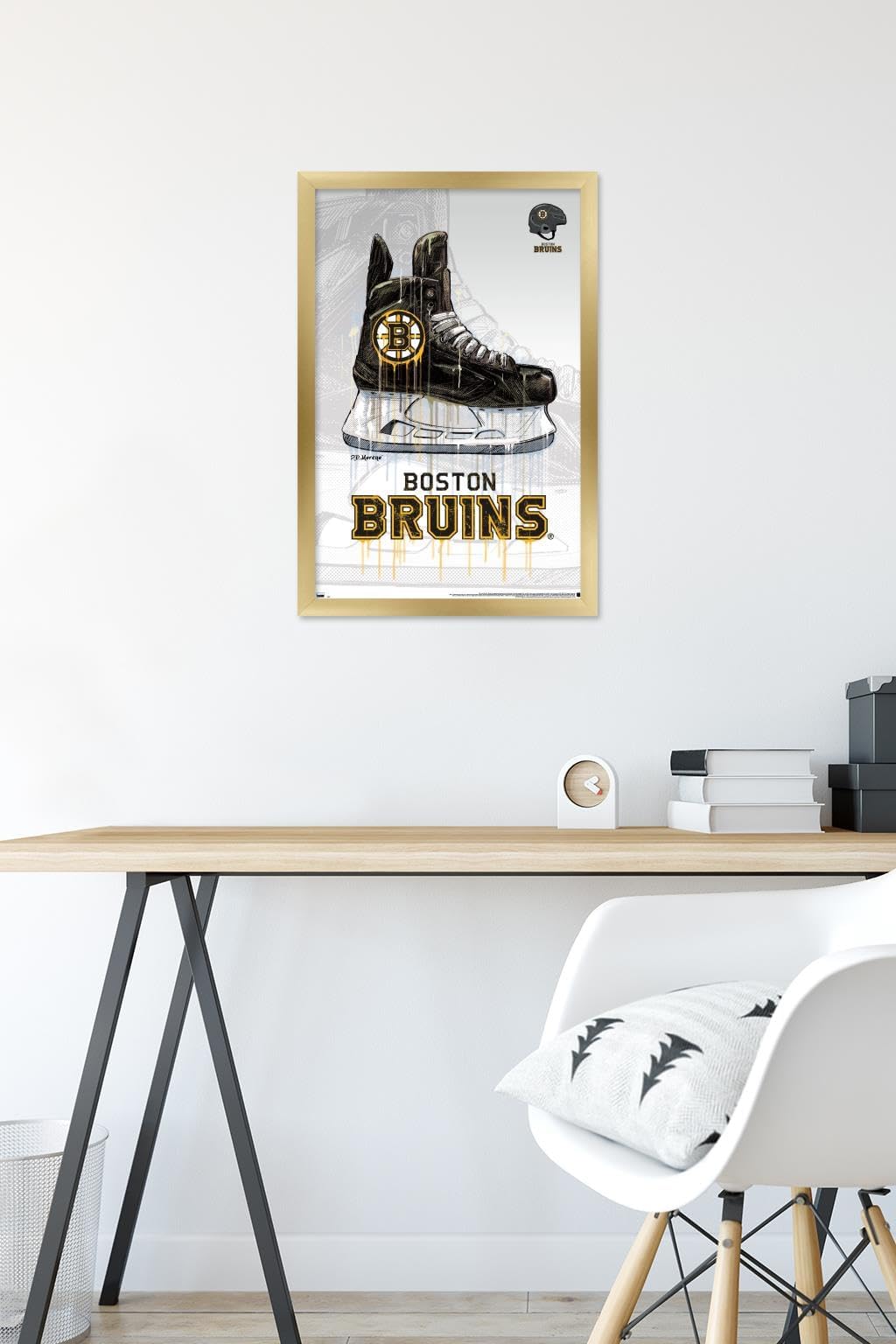 Trends International NHL Boston Bruins - Drip Skate 20 Wall Poster, 14.725" x 22.375", Gold Framed Version