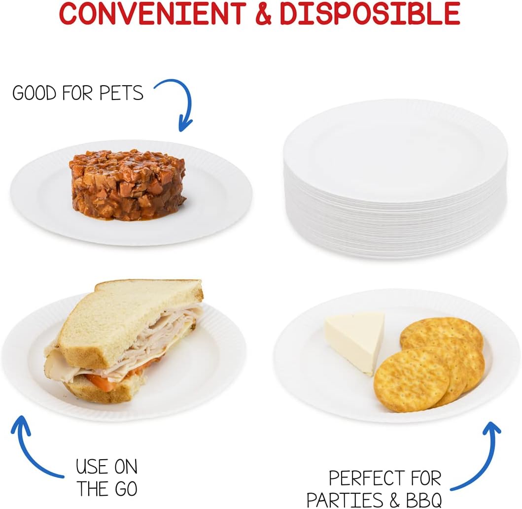 Hygloss Products Paper Plates - Uncoated White Plate - Use for Foodware, Events, Activities, Crafts Projects and More - Environmentally Friendly - Recyclable and Disposable - 6-Inches - 200 Pack