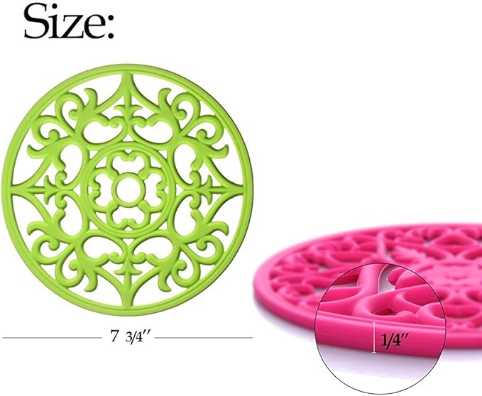 ME.FAN Trivets for Dishes/Pots/Pans, 3 Pcs Silicone Mats, Flexible/Durable/Non Slip Hot Pads to Protect Table and Counter Top (Black)