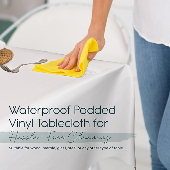 Quality Table Pad Protector, Superior Protection from Spills, Scratches & Heat - Reusable Table Cloth with Cushion Flannel Backing (90" L x 54" W)