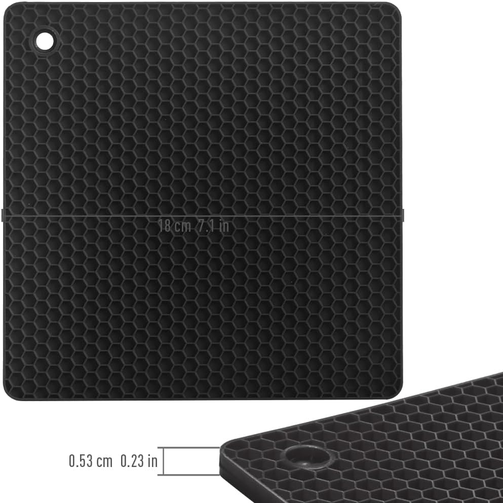 homEdge Silicone Square Trivets Mat, 6 Packs Multipurpose Non Slip Heat Resistant Pot Holder-Assorted Color
