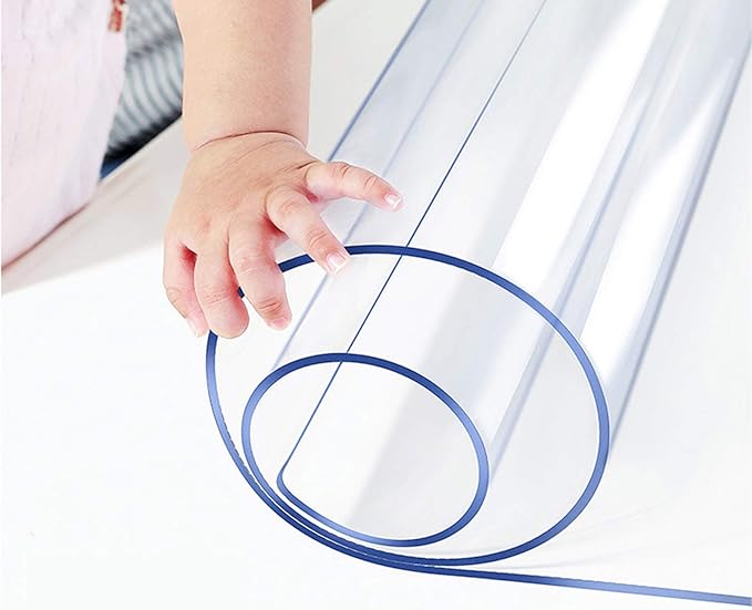 Clear Plastic Table Protector PVC Tablecloth Vinyl Table Cloths Kitchen Wooden Glass Grain Marble Surface Topper Cover Mat Waterproof Pad for Dining Living Room Tables Heat Resistant Desk Mat 36x78