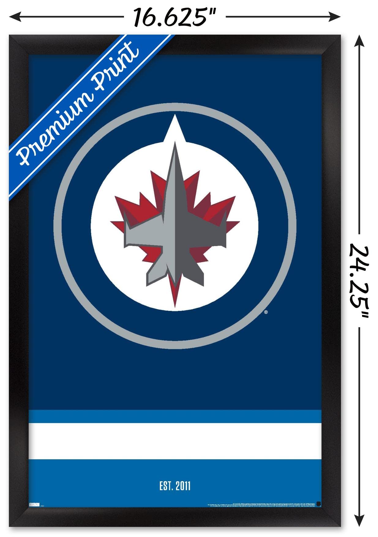 Trends International NHL Winnipeg Jets - Logo 21 Wall Poster, 14.725" x 22.375", Black Framed Version